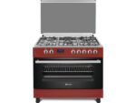 Wiggo WO-E909R RX - Serie 9 - Gasfornuis - 5 kookzones - Rood Inox