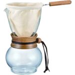 Hario 480ml Hittebestendige Glas en Hout Druppel Pot Woodneck Pourover Koffiezetapparaat