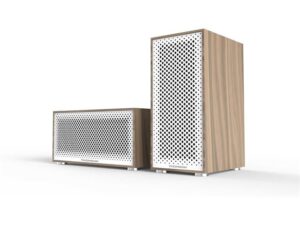 Thomson Multiroom basisset audio systeem met 2 speakers - wit boekenplankspeaker beige
